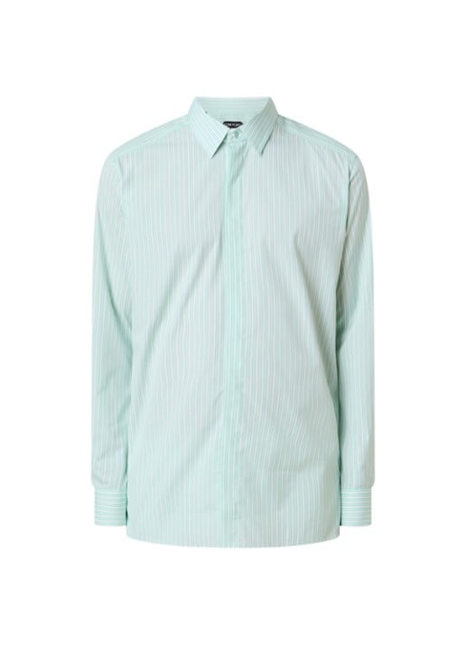 Tom Ford Regular fit overhemd met streepprint - voorkant 4 lichtgroen