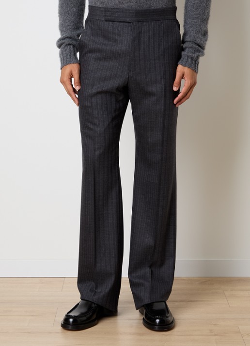 TOM FORD Straight fit pantalon van wol met streepprint en steekzakken - detail donkergrijs