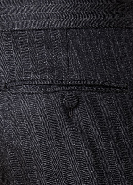 TOM FORD Straight fit pantalon van wol met streepprint en steekzakken - detail 3 donkergrijs
