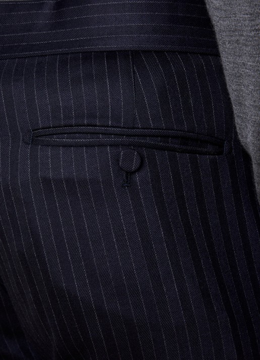 TOM FORD Straight fit pantalon van wol met streepprint en steekzakken - detail 5 donkerblauw