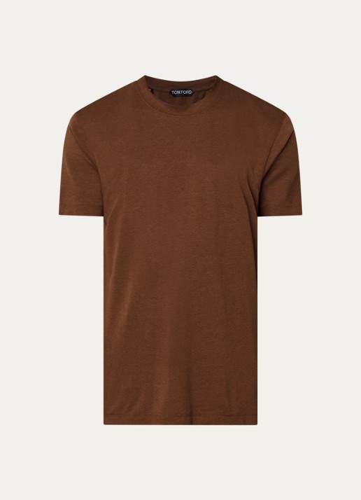 TOM FORD T-shirt met ronde hals - voorkant 4 cognac