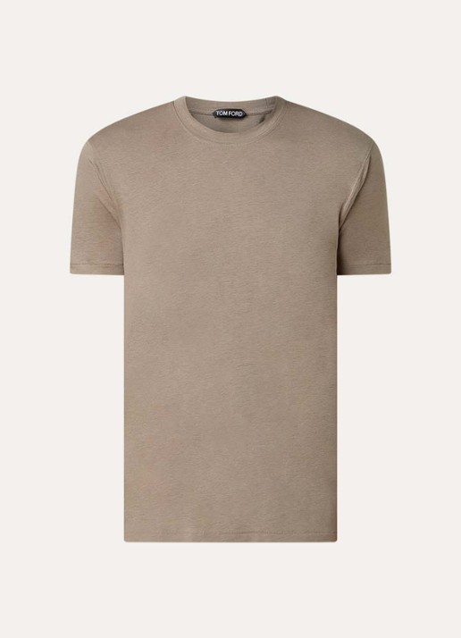 TOM FORD T-shirt met ronde hals - voorkant olijfgroen