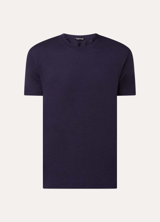 TOM FORD T-shirt met ronde hals - voorkant 3 donkerblauw