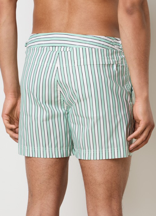 Tom Ford Zwemshorts met streepprint en steekzakken - achterkant lindegroen