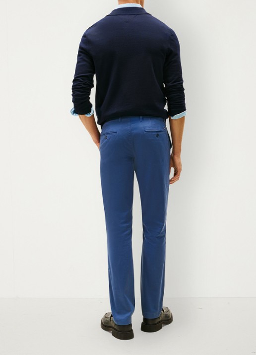 Tommy Hilfiger 1985 Denton straight fit chino met steekzakken - achterkant 10 petrol