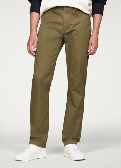 Tommy Hilfiger 1985 Denton straight fit chino met steekzakken - detail 2 olijfgroen