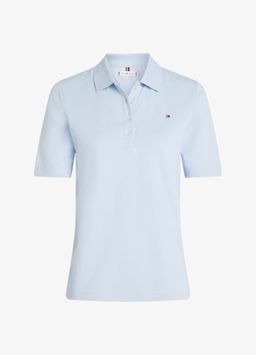 Tommy Hilfiger 1985 regular fit polo van  katoen met logo - voorkant 5 lichtblauw