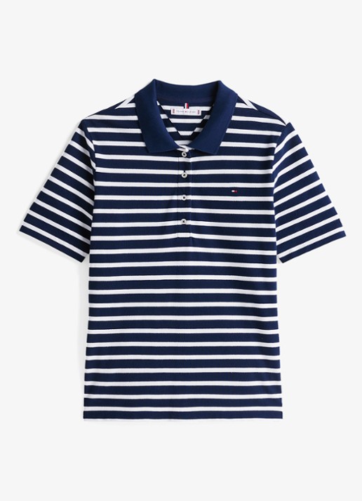 Tommy Hilfiger 1985 regular fit polo van  katoen met logo - voorkant 4 donkerblauw