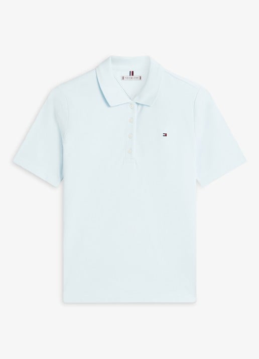 Tommy Hilfiger 1985 regular fit polo van  katoen met logo - voorkant 4 keepsake blue-cyr / blauw