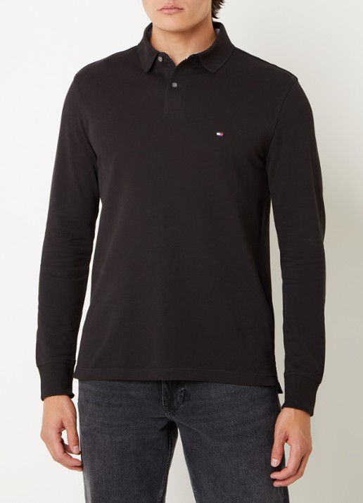 Tommy Hilfiger 1985 regular fit polo van piqué katoen  - detail 3 zwart