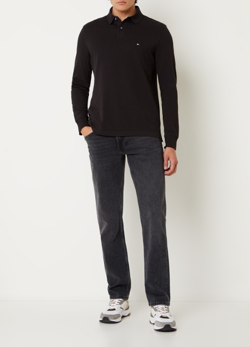 Tommy Hilfiger 1985 regular fit polo van piqué katoen  - voorkant 2 zwart