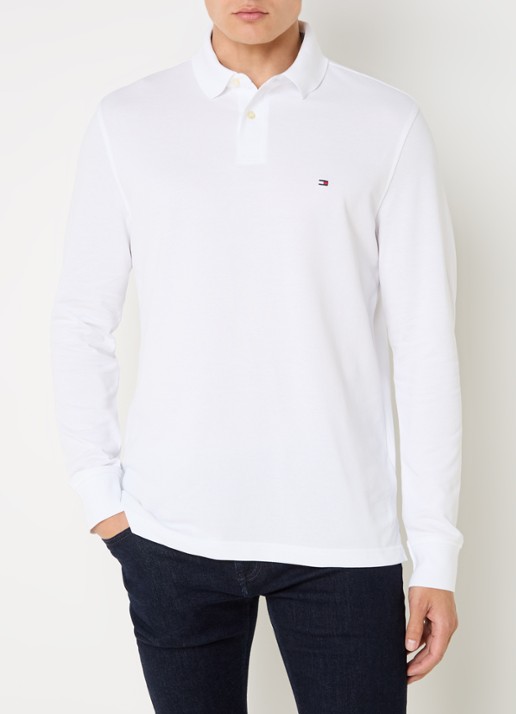 Tommy Hilfiger 1985 regular fit polo van piqué katoen  - detail wit