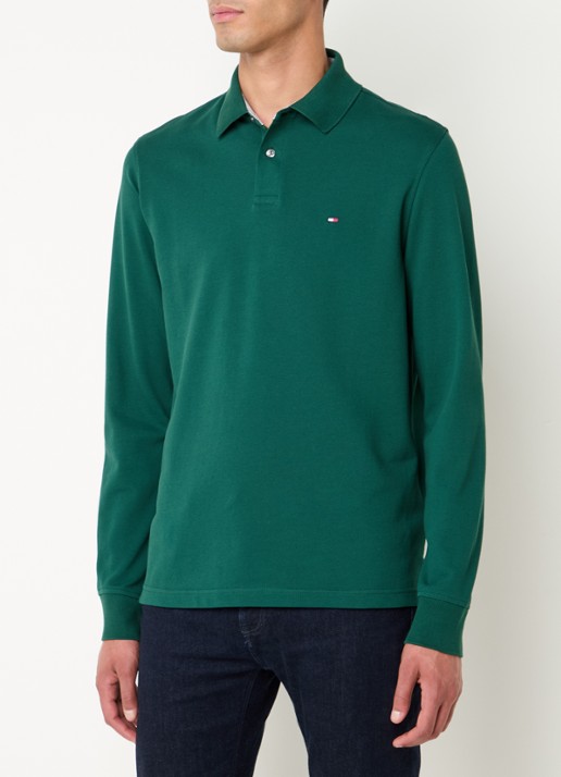 Tommy Hilfiger 1985 regular fit polo van piqué katoen  - detail 3 donkergroen