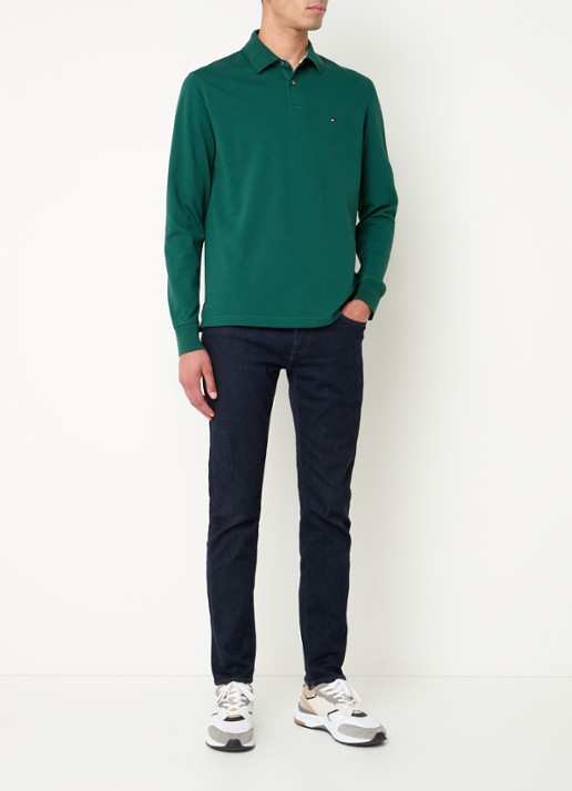 Tommy Hilfiger 1985 regular fit polo van piqué katoen  - voorkant 2 donkergroen