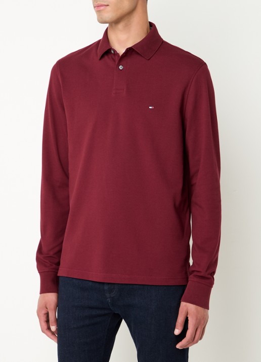 Tommy Hilfiger 1985 regular fit polo van piqué katoen  - detail kersenrood