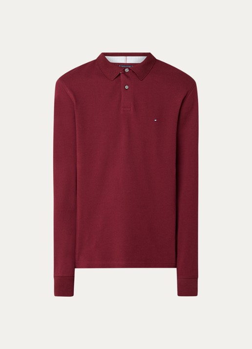 Tommy Hilfiger 1985 regular fit polo van piqué katoen  - voorkant 3 kersenrood