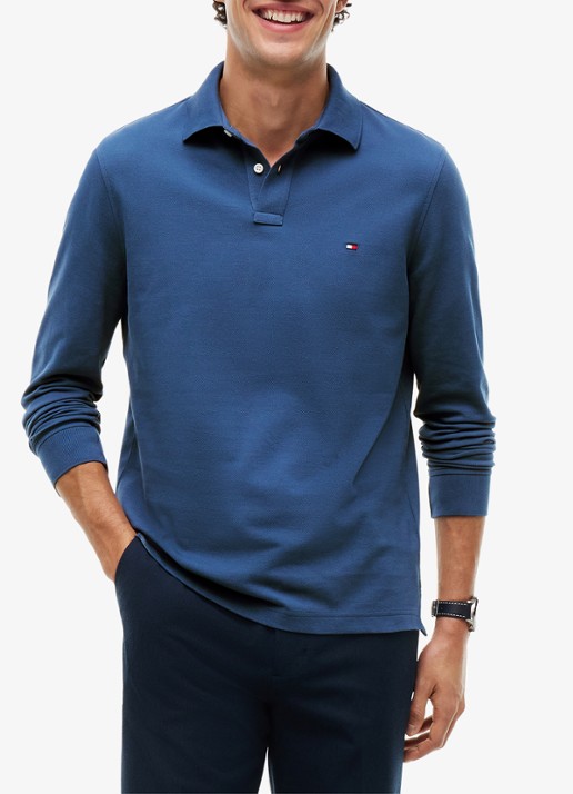 Tommy Hilfiger 1985 regular fit polo van piqué katoen  - detail 3 zeegroen
