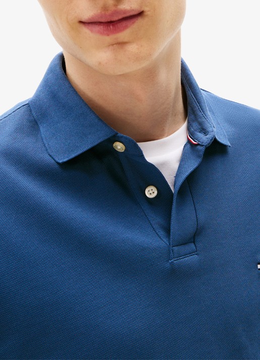Tommy Hilfiger 1985 regular fit polo van piqué katoen  - detail 4 zeegroen