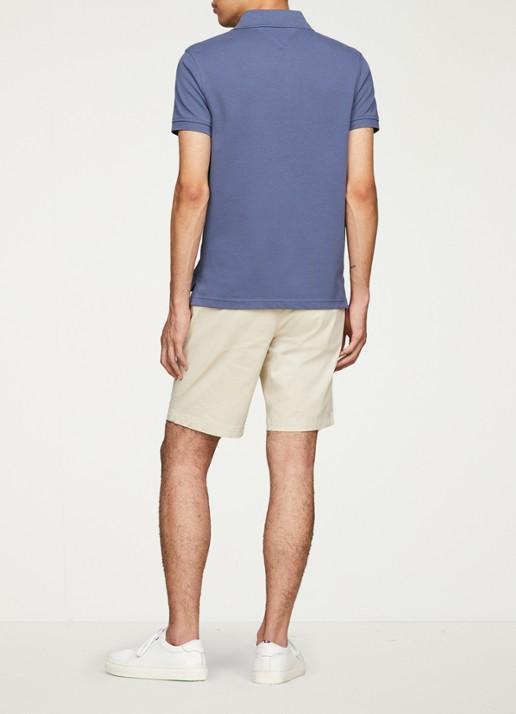 Tommy Hilfiger 1985 slim fit polo met logoborduring - achterkant 6 faded indigo / blauw