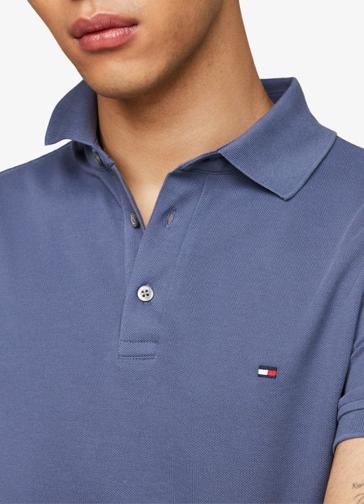 Tommy Hilfiger 1985 slim fit polo met logoborduring - detail 2 faded indigo / blauw