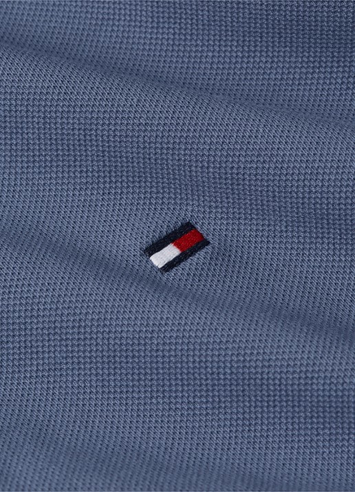 Tommy Hilfiger 1985 slim fit polo met logoborduring - detail 3 faded indigo / blauw