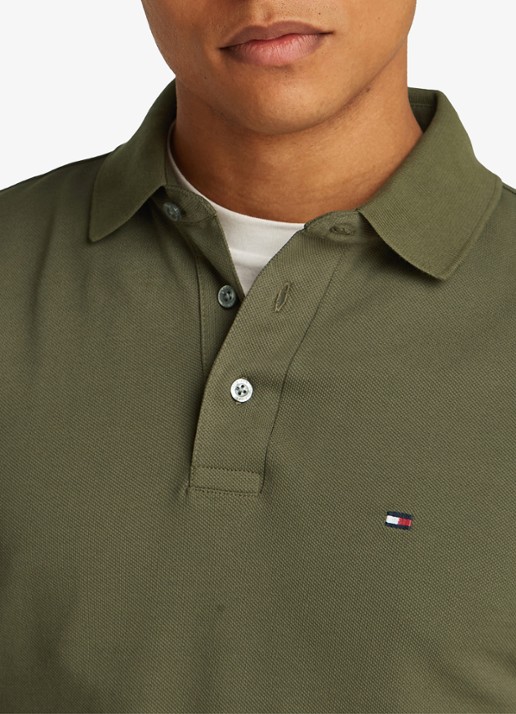 Tommy Hilfiger 1985 slim fit polo met logoborduring - detail 3 army green / groen