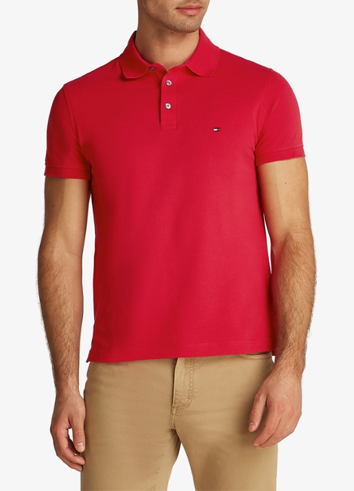 Tommy Hilfiger 1985 slim fit polo met logoborduring - detail 2 primary red / rood
