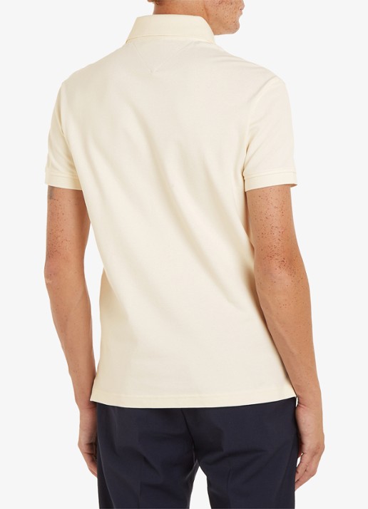 Tommy Hilfiger 1985 slim fit polo met logoborduring - achterkant calico  / beige
