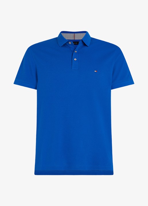 Tommy Hilfiger 1985 slim fit polo met logoborduring - voorkant ultra blue / blauw
