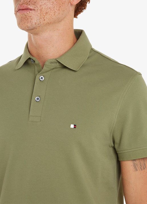 Tommy Hilfiger 1985 slim fit polo met logoborduring - detail 2 faded olive / groen