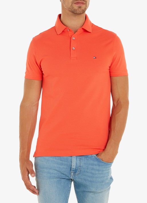 Tommy Hilfiger 1985 slim fit polo met logoborduring - detail sun kissed / oranje