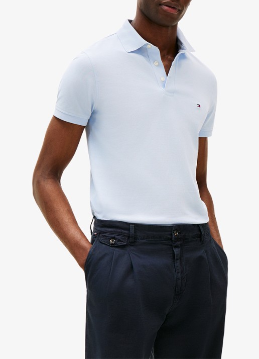 Tommy Hilfiger 1985 slim fit polo met logoborduring - detail 4 breezy blue / blauw