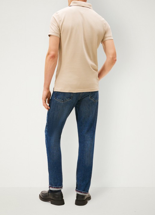 Tommy Hilfiger 1985 slim fit polo met logoborduring - achterkant 3 sandalwood-rbt / beige