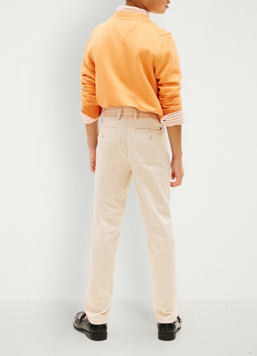 Tommy Hilfiger 1985 straight fit chino met steekzakken - achterkant 5 beige