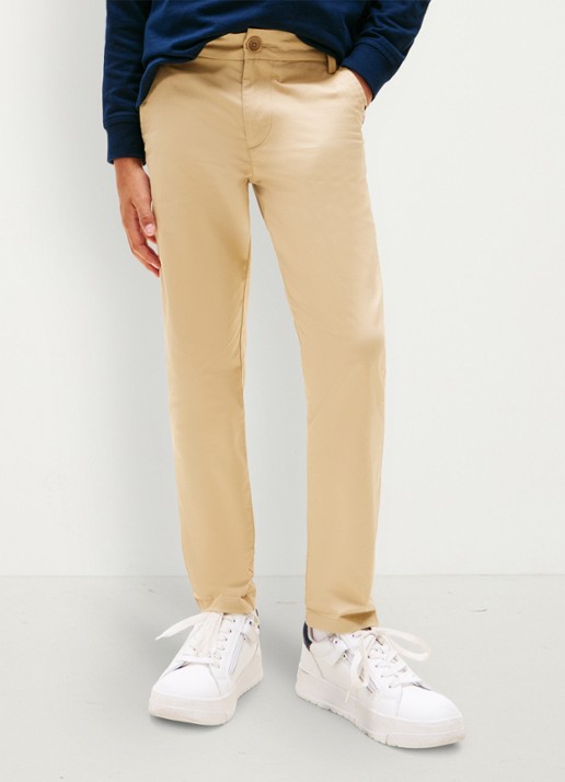 Tommy Hilfiger 1985 straight fit chino met steekzakken - detail donkerbeige