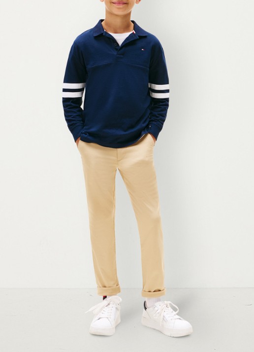 Tommy Hilfiger 1985 straight fit chino met steekzakken - voorkant 4 donkerbeige