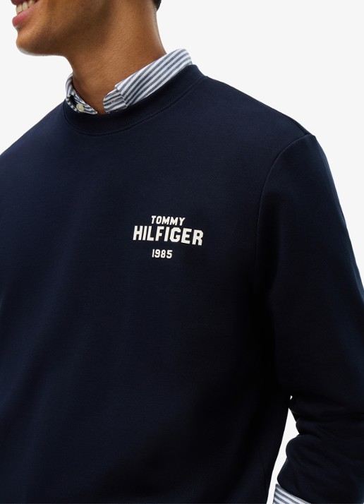 Tommy Hilfiger 1985 Terry sweater met logo  - detail 4 donkerblauw