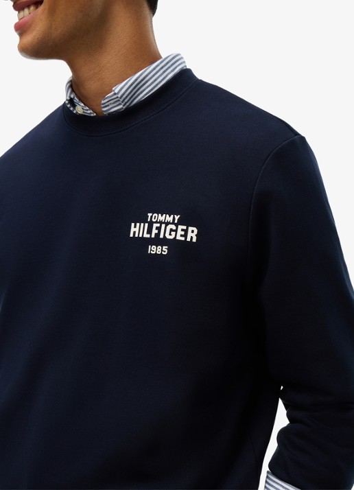 Tommy Hilfiger 1985 Terry sweater met logo  - detail 2 donkerblauw
