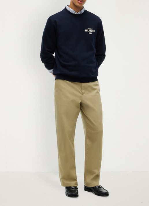 Tommy Hilfiger 1985 Terry sweater met logo  - voorkant 4 donkerblauw