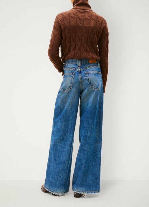 Tommy Hilfiger 70s high waist wide leg jeans met steekzakken - achterkant 4 blauw