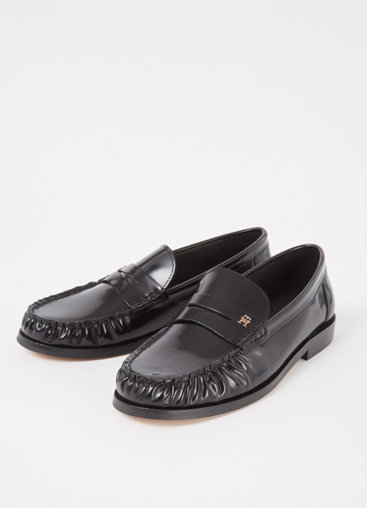 Tommy Hilfiger Abrasivato loafer van leer - detail zwart