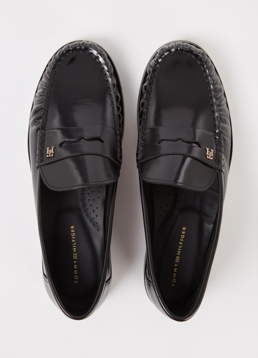 Tommy Hilfiger Abrasivato loafer van leer - detail 2 zwart