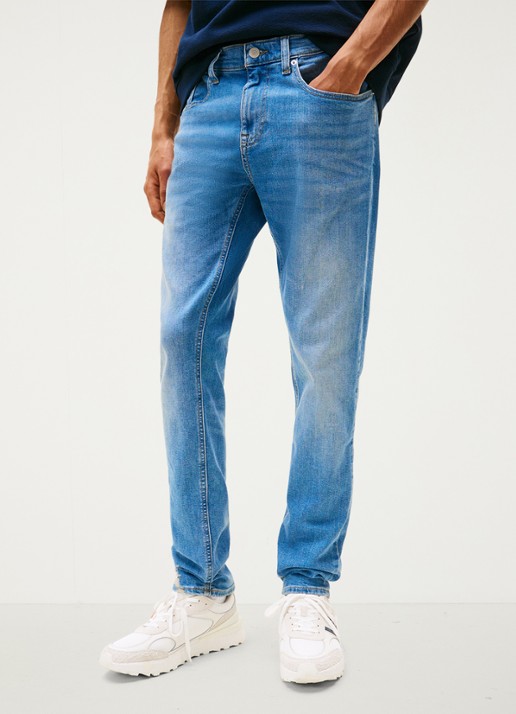 Tommy Hilfiger Austin slim fit jeans met lichte wassing - detail 7 indigo
