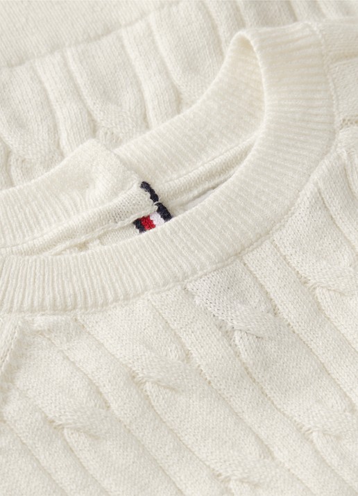 Tommy Hilfiger Babyset met trui, broek en muts 3-delig - detail ivoor