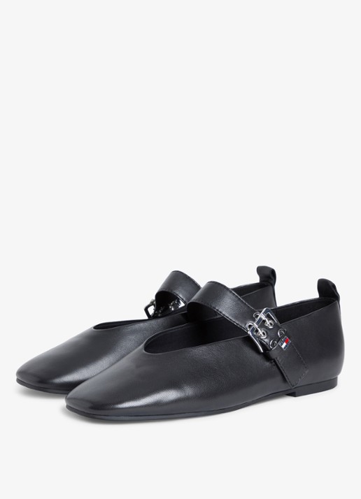 Tommy Hilfiger Ballerina van schapenleer - detail 3 zwart