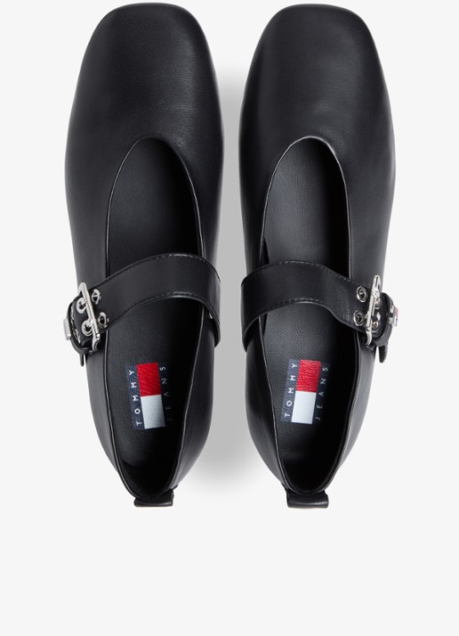 Tommy Hilfiger Ballerina van schapenleer - detail 4 zwart