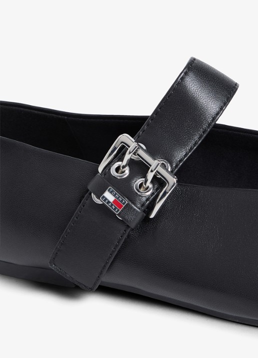 Tommy Hilfiger Ballerina van schapenleer - detail 6 zwart