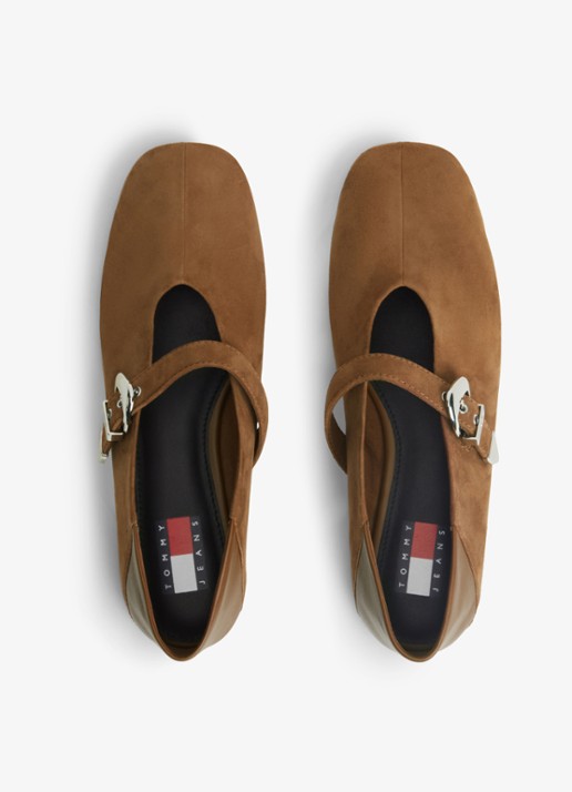 Tommy Hilfiger Ballerina van schapenleer - detail 4 lichtbruin