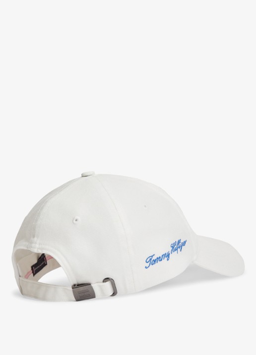 Tommy Hilfiger Baseball pet met logoborduring - voorkant 3 wit