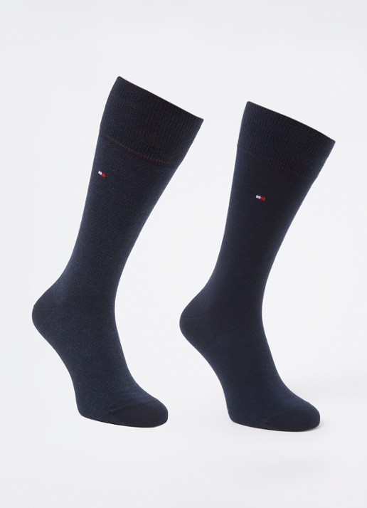 Tommy Hilfiger Birdseye sokken in 2-pack - voorkant indigo